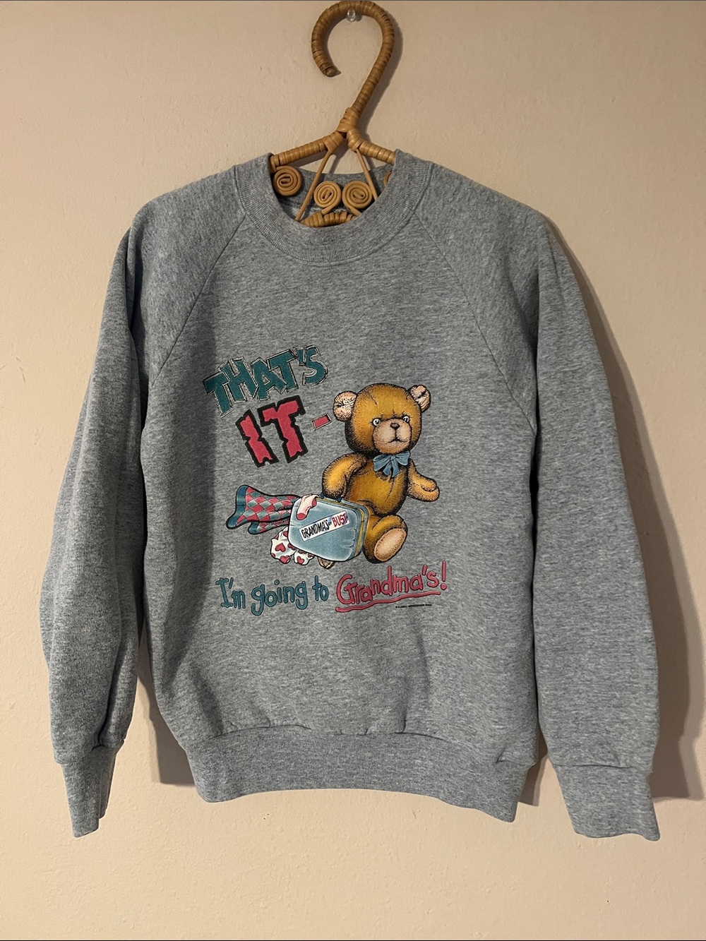 Grey Youth Sweatshirt with Teddy Bear
“I'm Going to Grandma's” - Large/XL
